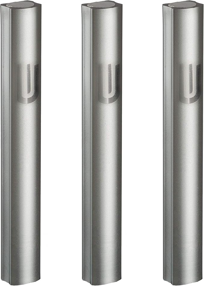 3-Piece Aluminum Door Mezuzah Cases: Special Profile, No Holes, 4-Inch 10cm Hebrew Parchment Scroll Holder Boxes