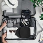 Hard Hat Travel Case for Baseball Caps 1 Piece Black - Hat Protector with Handle, Adjustable Shoulder Strap & Luggage Strap, Stores 6 Hats for Travel, Home, Gifts