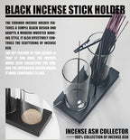 2 in 1 Incense Holder for Sticks Incense Burner Holder with Storage,Glass Upside Down Incense Holder for Sticks with Glass Ash Catcher for Meditation Yoga Spa Room Home Decor[2 Long Black]