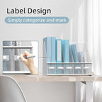 SUPEASY Desk Organizers Metal Desk Magazine File Holder with 5 Vertical Compartments Rack File Organizer for Office Desktop, Home Workspace, White (Pack of 2)