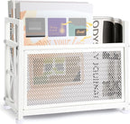 Magazine Rack & Holder – Multi-Purpose Storage Organizer for Magazines, Books, Newspapers, Mail, Tablets | Sturdy White Basket for Home, Office, Bathroom | Sleek Design & Easy Assembly
