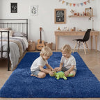 6x9 Area Rugs for Living Room Bedroom: Ultra Soft Fluffy Shag Rug Upgrade Non-Slip Non-Shedding Large Fuzzy Plush Carpet Indoor Floor Carpets for Kids Room Playroom Nursery Dorms Home Decor Blue