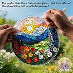 Acrylic Suncatcher Puzzle, 83 Pieces Unique Landscape Sun Catcher Puzzle Kit for Doors Garden and Window Hanging, DIY Suncatcher Kits for Adults, 7.4 in