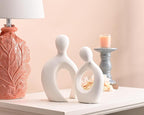 Quoowiit Ceramic Couple Sculptures for Home Decor, Abstract Lover Statue for Shelf, Office, Living Room, Bedroom, Gifts for Anniversary, Valentine's Day, Birthday (White)