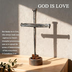 LeMeeOly Jesus Christ Crucifixion Nail Metal Cross Wooden Base, Baptism & Religious Gifts for Men Women,Christian Home Decor (Aroma Diffuser Wood)