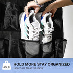 35Large Pockets Over The Door Shoe Organizer, Mesh Pockets Shoe Holder Rack, Capacity hanging shoe organizer，door shoe rack With 4 Metal Hook.