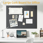 Large Cork Board for Wall 48" x 60" Black Bulletin Board with Safe Removable Adhesive Squares for Pictures Photos, Alternative CorkBoard Felt Pin Boards Tiles for Office Classroom Wall Decor - 20 Pack