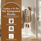 Kings Brand Furniture Cheska Suit Valet Stand with Circular Frame - Tie Jacket Clothes Hooks, Freestanding Clothing Organizer, White