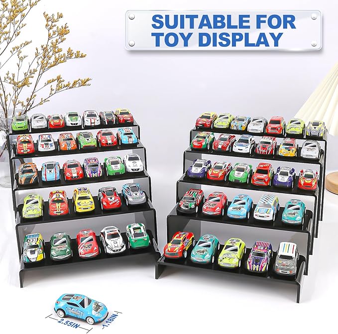 Aheroi Display Risers, 10 Pcs 2 Set(7”L~8”L~9”L) Acrylic Risers, Black Arylic Display Stands Acrylic Shelf Riser, Risers Display Stand Set for Decor, Cupcake Stands Display Showcase Holder for Toys