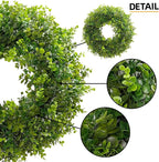 Hiptree 18 Inch Boxwood Wreath for Front Door-Artificial Spring Greenery Indoor Outdoor Wreaths Decorations, Farmhouse Wall Decor-Wedding,Summer, Fall, Winter,Easter, Green All Year Round,DIY Wreaths