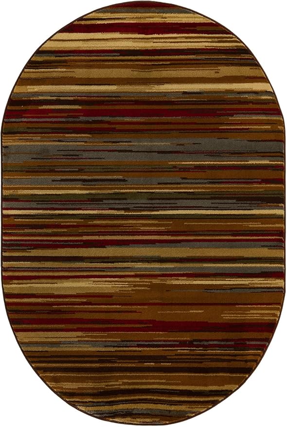 Unique Loom Barista Collection Area Rug - Icatu (4' 1" x 6' 1" Oval, Beige/Brown)
