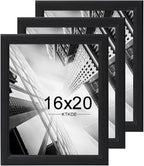 KTKDE 16x20 Picture Frame Set of 3,Studio Gallery 16 by 20 Poster Frame Black Wooden, Large Frame for Photos, Posters & Art Prints best gift