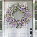 Artgar Front Door Wreath 24 Inch Spring/Summer Wreaths for Front Door, Front Door Wreaths for All Seasons for Indoor Outdoor Home Office Wall Window Wedding Farmhouse Decor (Purple)