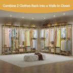 H5 Large Wire Garment Rack, Heavy Duty Clothes Racks, Wardrobe Closet Rack for Hanging Clothes, Freestanding Clothing Racks with Adjustable Shelf, 93.3" Wx15.7 Dx75.4 H, Gold, Load 1400 lbs