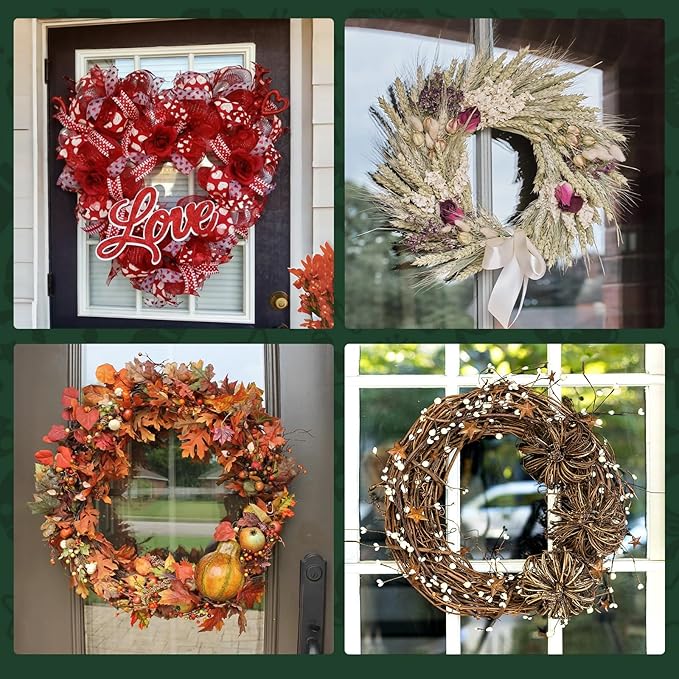 Amuille Wreath Hangers for Front Door, 2 Pack Large Suction Cup Wreath Hooks, Clear Wreath Hanger for Glass Window, Shower, Kitchen, Christmas Wreaths, Holds up to 18 lbs