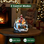 Animated Musical Christmas Village Choir Figurines Christmas Collectibles Statues Church Building & Carolers with Rotating Train LED Lights, Battery & USB Home Decor Gifts Festive Holiday Decorations