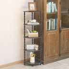 MaxSmeo Corner Shelf, 5-Tier Corner Bookshelf, Stylish Corner Storage Display Shelves for Bedroom, Bathroom, Kitchen, Living Room (Charcoal Gray)