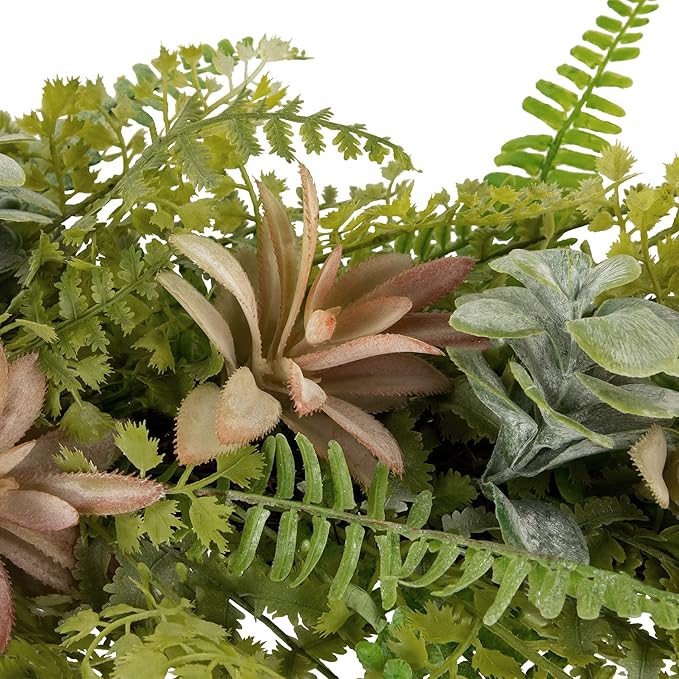 Northlight Fern and Succulents Artificial Spring Teardrop Swag - 28"