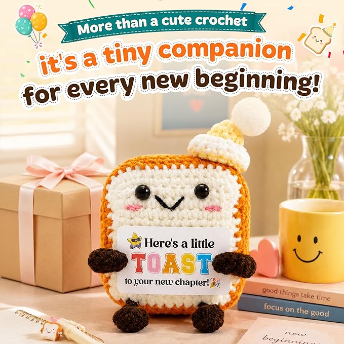 OASSIE Congratulations Gifts for Women - Emotional Support Crochet Toast - Birthday Graduation Retirement New Job Farewell Gifts for Coworkers, Housewarming Wedding Pregnancy New Mom Dad Gift