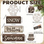 Moucuny 4 Pcs Winter Table Decorations Wooden Snowflake Decor Christmas Tiered Tray Decor Rustic Decorative Snowflake Block Sign Gift Winter Table Centerpiece for Wonderland Party Home Kitchen