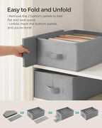 SONGMICS Set of 6 Large Size Wardrobe Clothes Organizers, 6-Compartment Foldable Drawer Organizers with Handles, 16.5 x 11.8 x 6.7 Inches, for Pants, Sweaters, Jeans, Dove Gray URUS009G03
