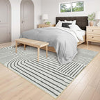 Lahome Abstract 9x12 Area Rugs for Living Room Bedroom, Soft Washable Rugs 9x12, Ultra-Thin Non-Slip Modern Dining Room Rug Non-Shedding Accent Carpet for Office, Grey/Beige