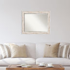 Amanti Art White Wall Mirror 27x33 Alexandria White Wash Rectangle Bathroom Mirror for Wall Decor Living Room, Large Cottage Wood Frame, Hangs Horizonally and Vertically, Bathroom Decor, Beveled Edge
