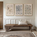 Framed Large William Morris Canvas Wall Art Set of 3, Vintage Nature Floral Artwork Prints, Boho Neutral Botanical Wall Decor for Living Room, Bedroom, Hallway and Office, Total Size 30x60
