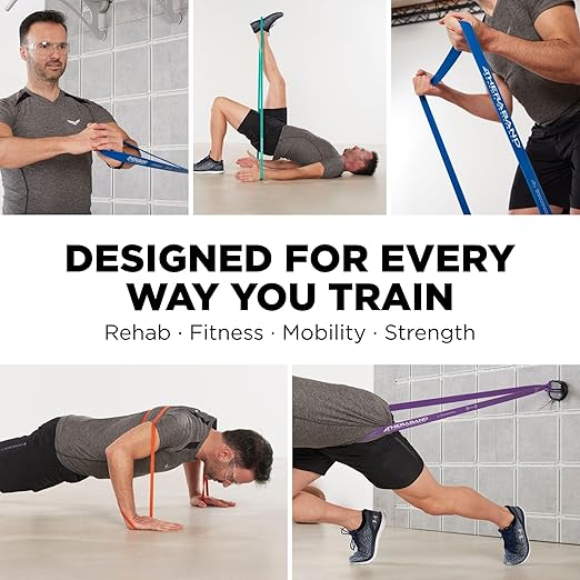THERABAND High Resistance Bands, Set of 2 Elastic Super Bands for Improving Flexibility, Injury Rehab, & Full Body Workouts, Heavy Duty Stretch Bands for Lifting, 1 Medium & 1 Heavy Band, Multicolor