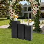 3 PCS Display Pedestal Stand, Metal Display Pedestal Stands Decoration Cube Sculpture Displays Column Square Displays Stands Pillars for Wedding Party Baby Shower Birthday (Black, 3PCS)