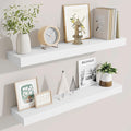 Fun Memories Bathroom Shelves 32 Inch Long Set of 2, Floating Shelves for Wall with Invisible Brackets, for Bedroom, Living Room, Kitchen, White