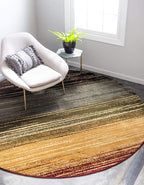 Unique Loom Barista Collection Area Rug - Mundo Nova (7' 10" Round, Beige/ Blue)