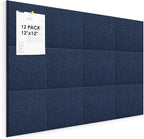 Large Cork Board for Walls 48"x36" |Cork Board Alternative| 12 Pack Felt Wall Tiles| Dark Blue Bulletin Board with Removable Adhesive | Cork Boards Pinboard for Office Home Classroom，Dark Blue