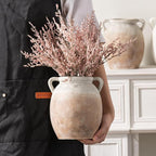 Ceramic Flower Vase 7.6 inch Farmhouse Rustic Vase Decorative Pottery Terracotta Vases for Home Decor Table Mantle Fireplace Living Room Bathroom Wedding Centerpiece (Aged Terra)