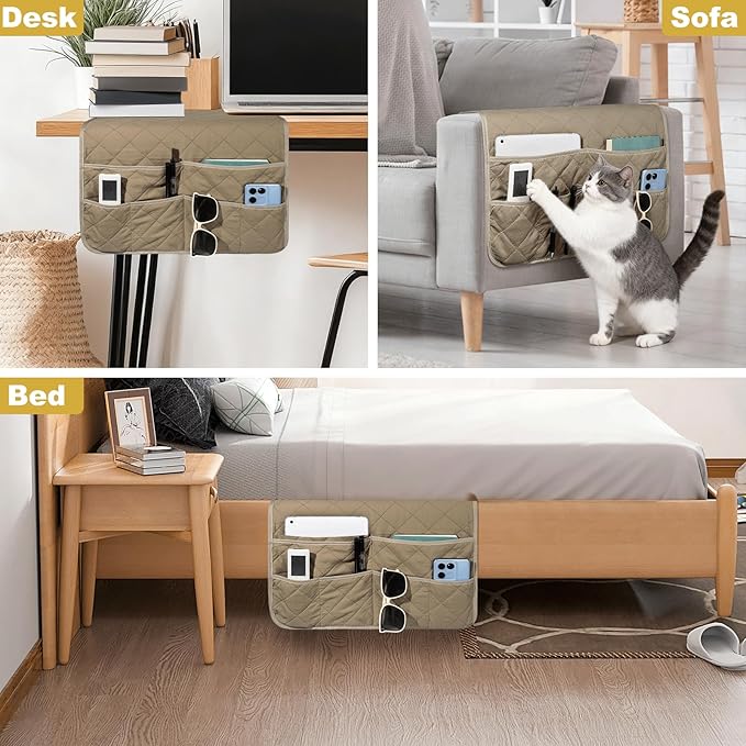 Remote Control Holder for Recliner,Non Slip Armchair Caddy,Sofa Armrest Storage Organizer for Recliner Couch With 6 Pockets for TV Remote,Cell Phone,Magazine
