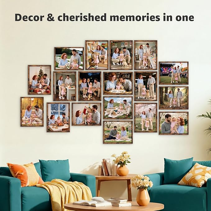 Giftgarden 8.5x11 Picture Frame Set of 18, Multi 8.5 by 11 Certificate Frames Bulk for Award Diploma Document Office Wall or Tabletop Display, Rustic Brown