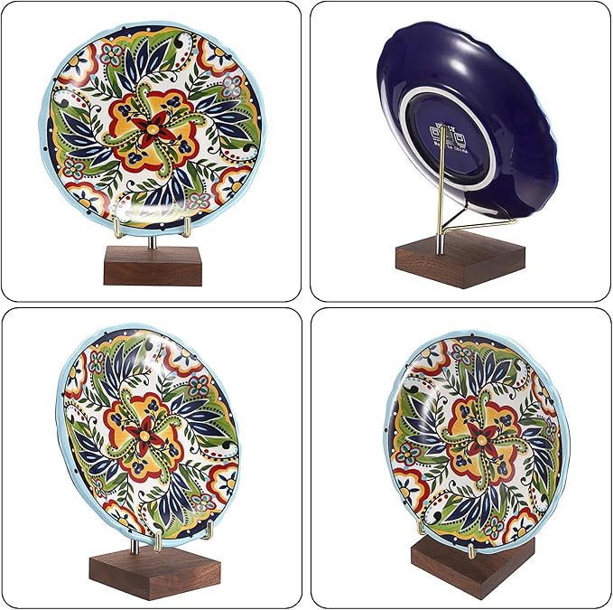 Hipiwe Display Stand Easel with Adjustable Metal Arms Wooden Base Rock Display Easel Holder for Fossil Coral Geodes Rock Mineral Agate Plate Seashell and Small Collectibles,2.6"x2.6"x4.2"