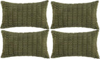 Fancy Homi 4 Packs Decorative Throw Pillow Covers for Living Room Couch Bed, Modern Farmhouse Boho Home Décor Accent Cushion Case, 24" x 12", Moss Green
