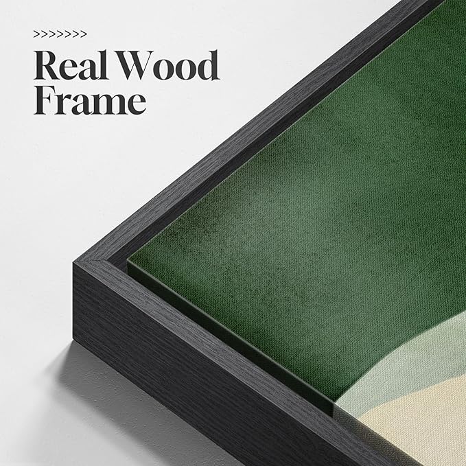 Large Framed Green and Beige Abstract Wall Art for Living Room, 3 Piece Modern Canvas Prints Paintings, Abstract Color Block Pictures for Living Room Dining Bedroom Hallway Office Wall Decor 24x36 In