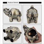 LAUYOO Metal Elephant Ashtray with Lid Windproof Ashtrays Outdoor, Indoor Ashtray for Weed, Vintage Practical Decoration Ash trays for Cigarettes Great Gift for Men Women-Bronze