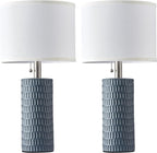 Reaketon Table Lamps for Living Room Set of 2, Ceramic Table Lamps for Bedroom, 20" Modern Lamps for Night Stands, Grey