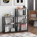 Furinno TURN-S-TUBE Storage Shelves, 3-Tier Book Shelf, Corner Shelf, Toolless Open Shelves, for Organization and Storage, Living Room, Garage, Home Office, French Oak