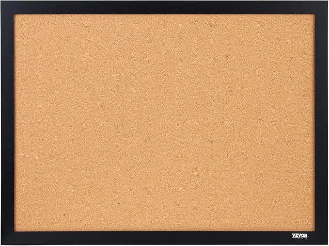 VEVOR 24 x 36 Cork Board, Large Bulletin Board with Black MDF Frame, Wall Mounted Pin Board for Office, School and Home Decor, Hanging Message Board for Pictures and Notes, 10 Push Pins Included