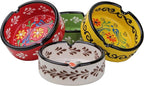 Ashtray Set for Indoor Outdoor Use Cigarette Ash Holder for Smokers Desktop Smoking Ash Tray - Home Office Decoration Hand-Paint Ceramic Cigar Ashtrays (4 Pcs - Red/Yellow/White/Green)