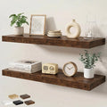 Floating Shelves for Wall 36 in x 9.3 in Deep, Wall Mounted Rustic Wood Shelf with Invisible Brackets for Storage & Display, Living Room Bedroom Bathroom, Brown, 2 Pack