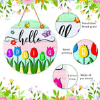 JUESMOS Hello Spring Door Decorations Colorful Tulip Flowers Spring Wreath Sign for Front Door Welcome Spring Door Sign Farmhouse Spring Decorations for Home Wreath Wall Porch Indoor Outdoor