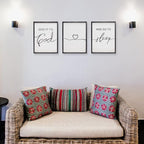 Set of 3 Framed Farmhouse Give it to God and Go to Sleep Signs Above Bed Wall Decors for Bedroom Wood Signs (Black, 16x24 inches)