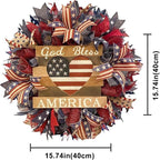 250th Anniversary Patriotic Wreath, Red White and Blue Wreath All-Weather Farmhouse Outdoor Holiday Decoration, Memorial Wreaths 3D Eagle Wreaths for Front Door (A)