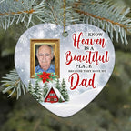 HYTURTLE Personalized Memorial Sympathy Christmas Ornament Tree Decor Gifts for Family Loss of Loved One Mom Dad in Heaven - Heaven Beautiful Custom Photo Acrylic Heart Ornament
