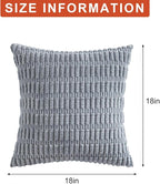 Aegero Pack of 2 Corduroy Decorative Throw Pillow Covers 18x18 InchSoft Boho Striped Pillow Covers Modern Farmhouse Home Decor for Sofa Living Room Couch Bed(Light Grey)